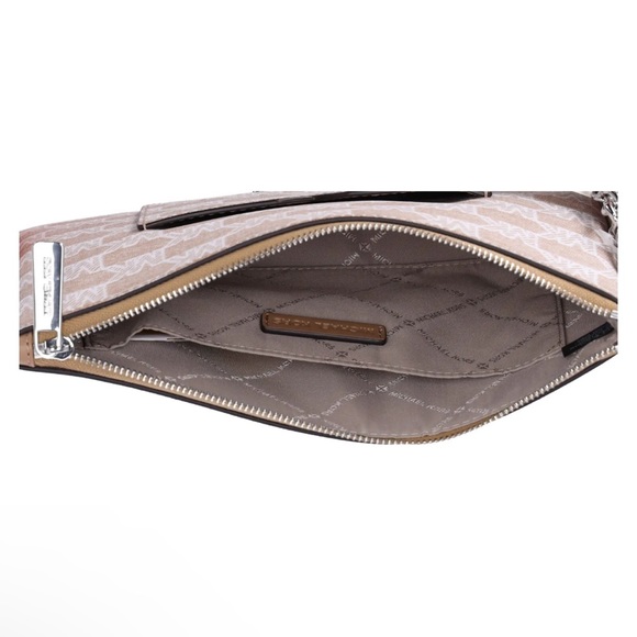 Michael Kors Jet Set Large 2 In 1 Card Case Wristlet Clutch Camel Jacquard MK - Picture 4 of 4